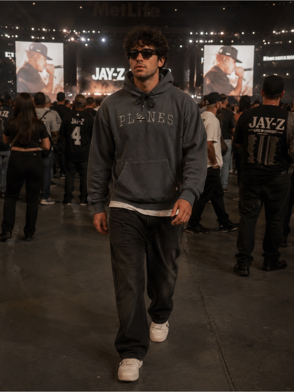 PAPER PLANES Charcoal Grey Glider Arch  Comfort Crewneck Pullover Hoodie SIZE XL